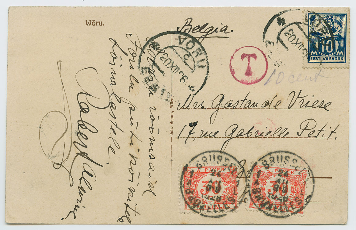 0652a-Võru-postkontor-Brüssel-1926